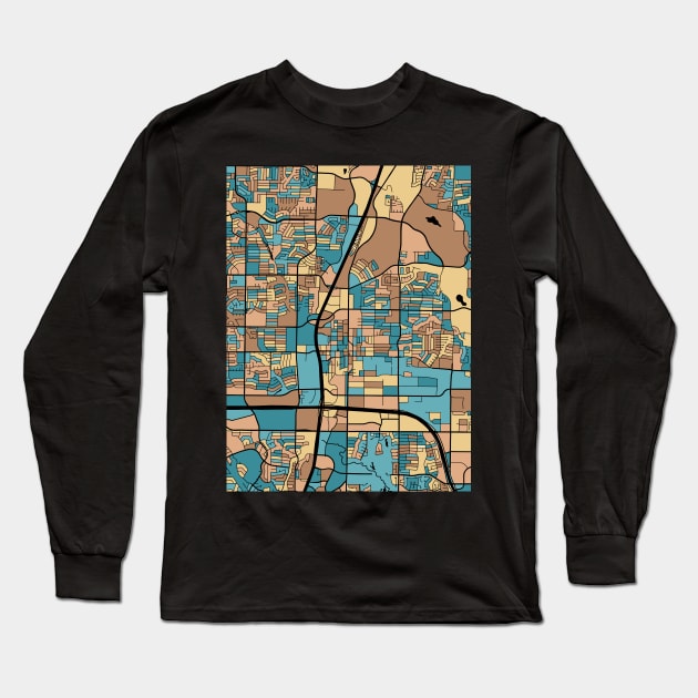 Plano Map Pattern in Mid Century Pastel Long Sleeve T-Shirt by PatternMaps